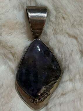 Vintage DR Sterling Silver 925 Tiffany Stone Jasper Geometric Pendant